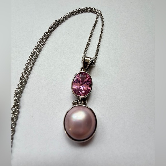 Sterling Silver & Pearl Pendant Necklace - Picture 9 of 15